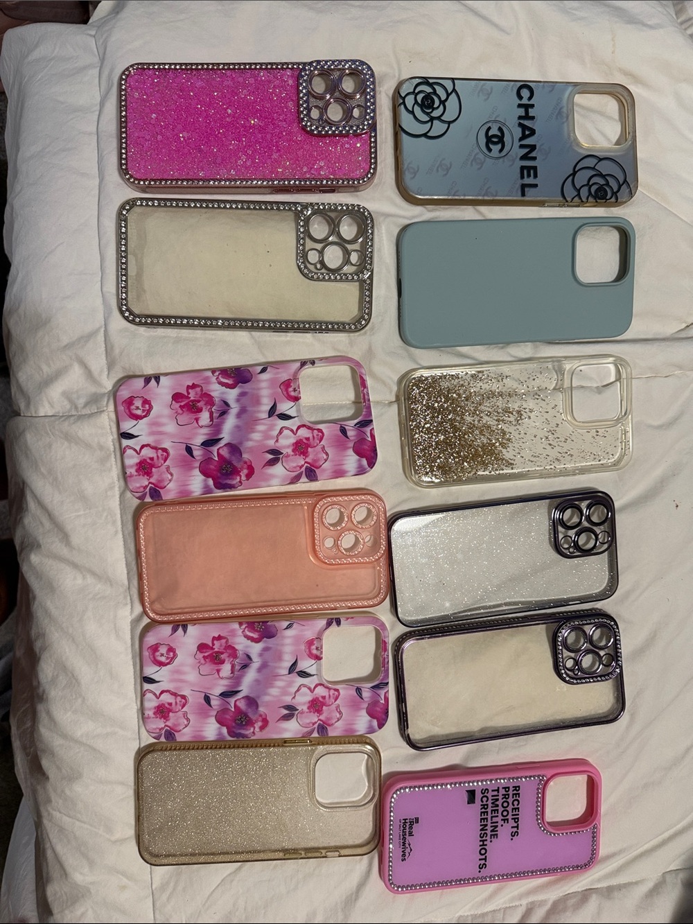 iPhone 14 Pro Max Assorted Pink and Blue Floral & Glitter Cases-Multiple Styles